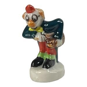 VTG Miniature Porcelain CLOWN FIGURINE 1.5" Cake Topper Circus Figure Italy 2001